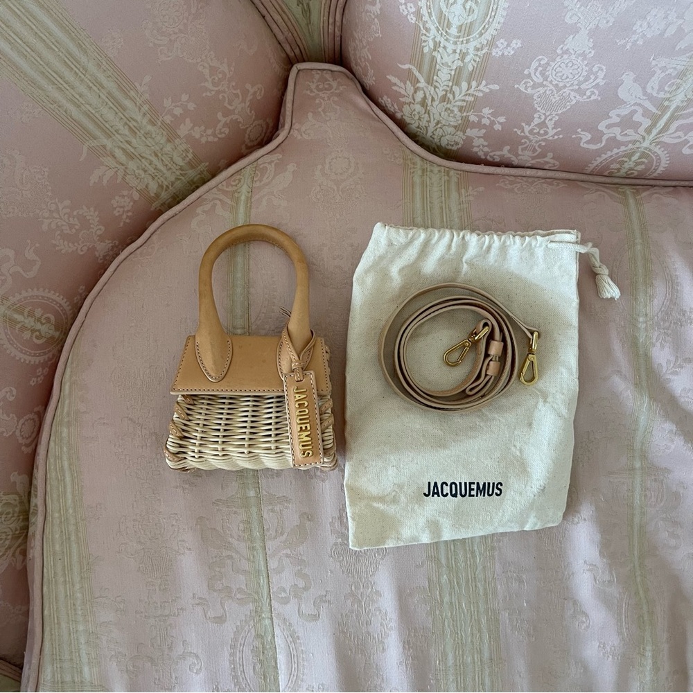 Jacquemus Le Chiquito Leather Raffia Mini Purse